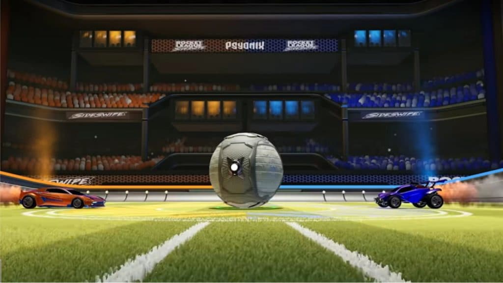 Cars during kick off in Rocket League Sideswipe