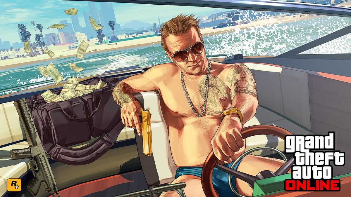 GTA 5 character in speedboat