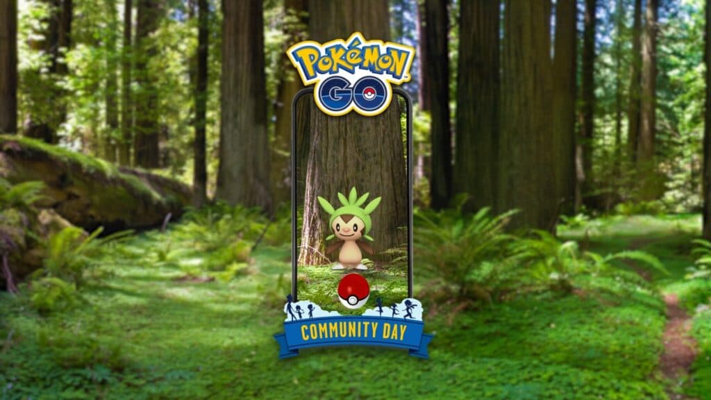 chespin on a Pokemon Go community day frame