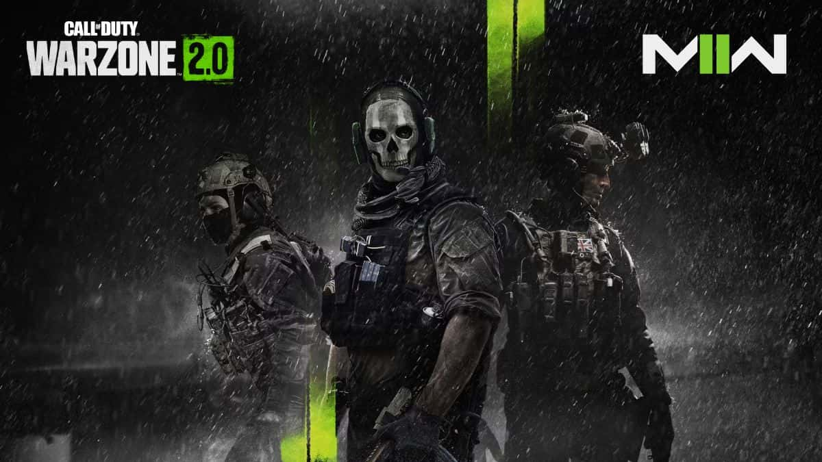 Ghost with Warzone 2 and Modern Warafre 2 logos