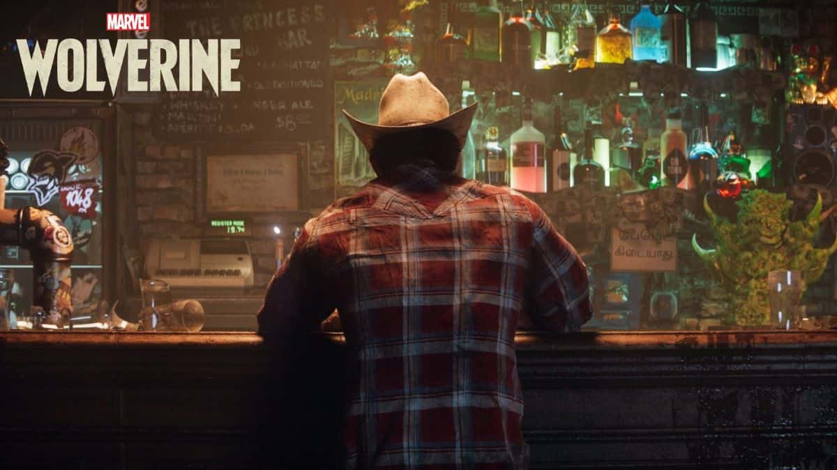 Wolverine sat at a bar with logo