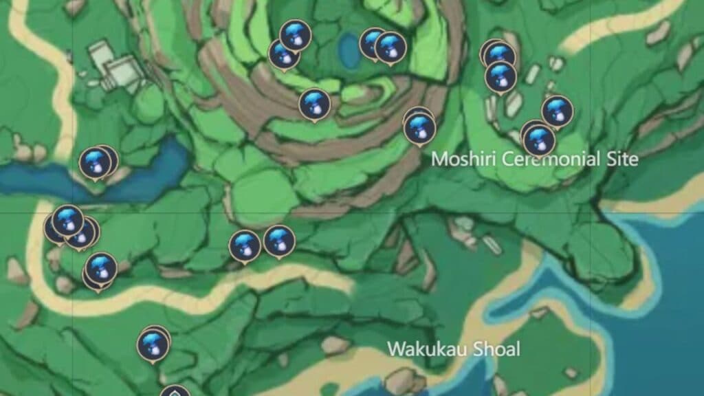 Fluorescent Fungus locations in Mt. Kanna in Genshin Impact