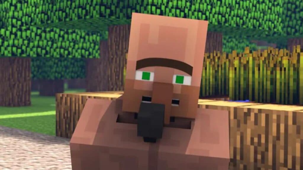 A smiling Minecraft Villager