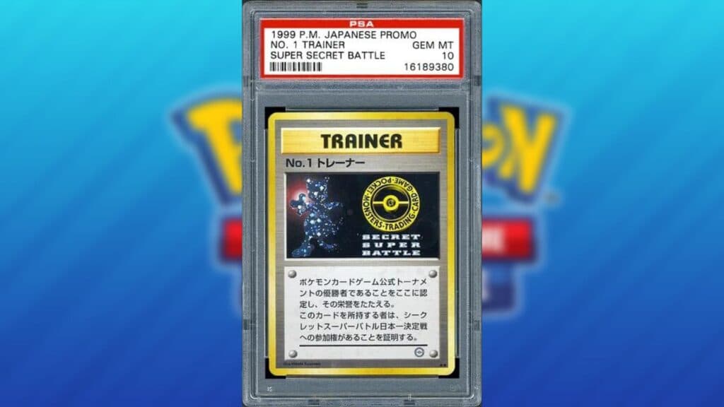 No. 1 Trainer Super Secret Battle Pokemon card featuring Mewtwo