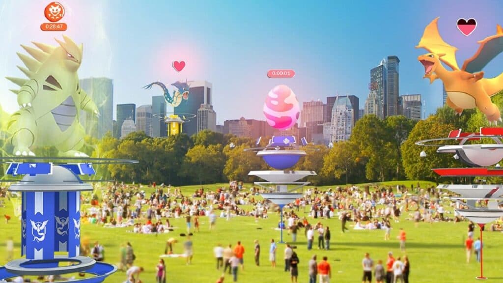 Pokemon Go Raids in Gyms in a park