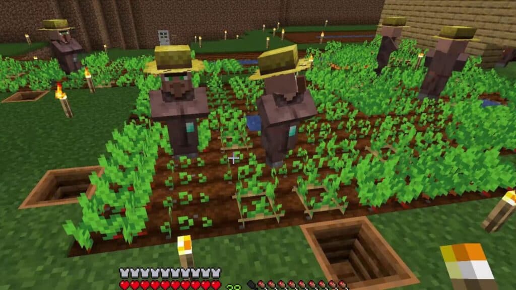 Minecraft Villagers in a farm