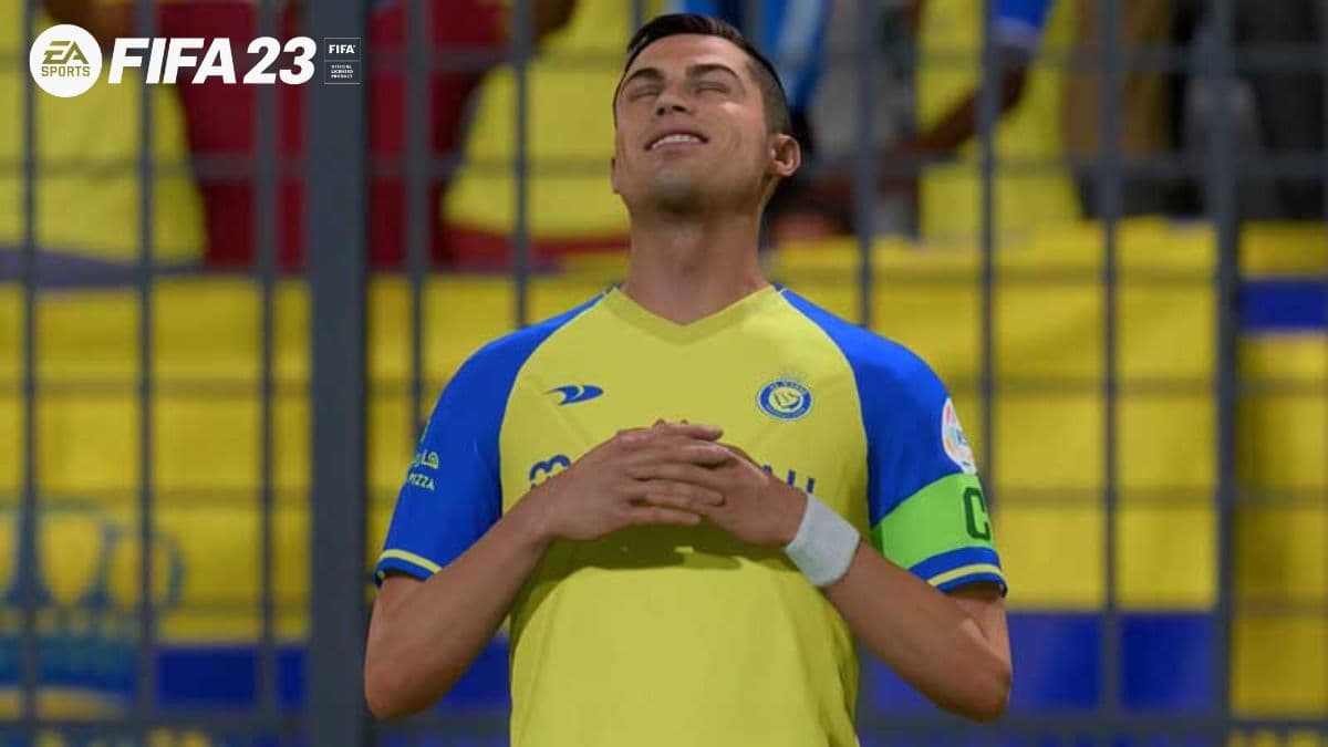 Ronaldo doing nap celebration in FIFA 23