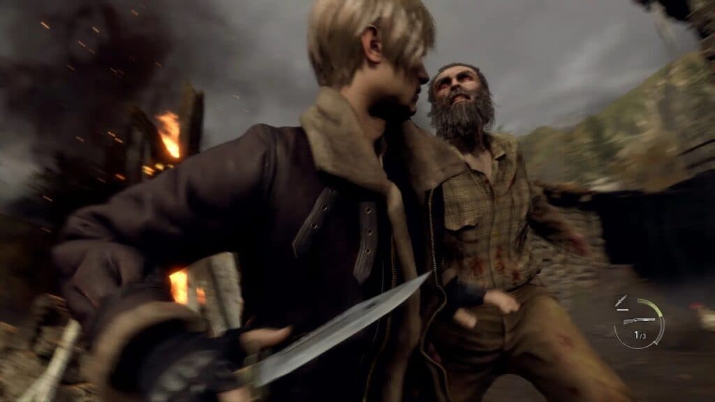 resident evil 4 leon stabbing enemy