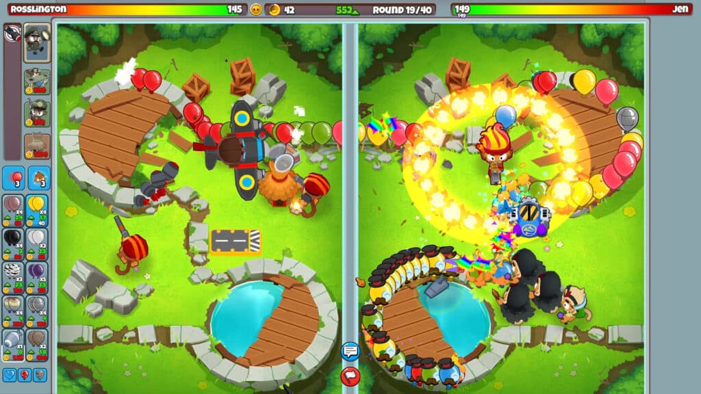 A 1v1 game in Bloons TD Battles 2