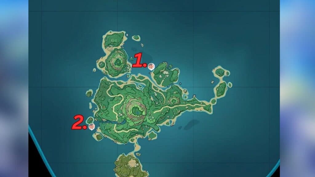 Fishing locations in Genshin Impact's Tsurumi Island