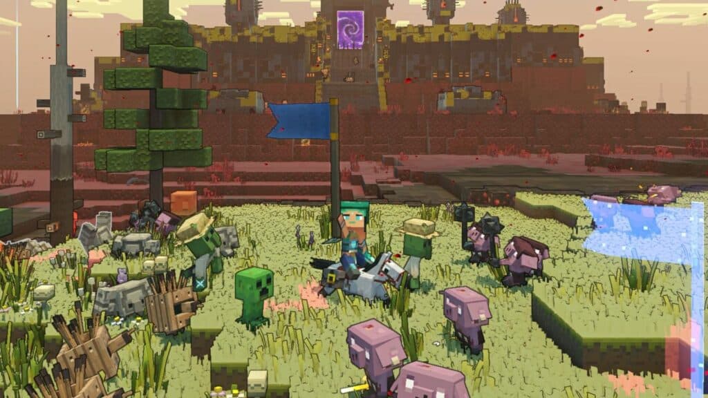 Minecraft Legends player claiming victory with mobs