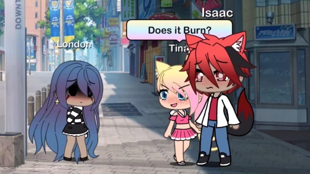 Gacha Life characters in a story scene.