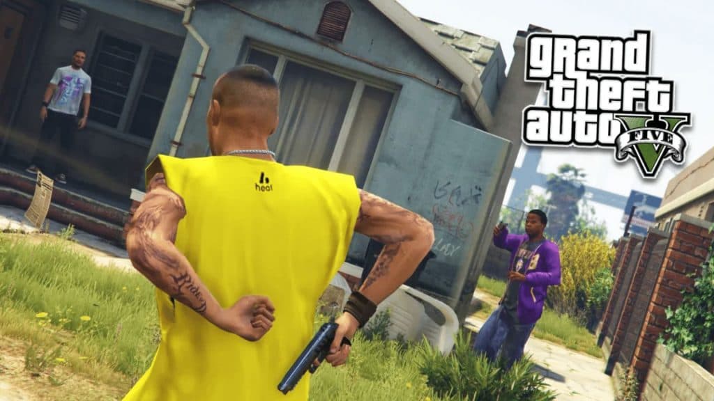 GTA V character about to use a gun