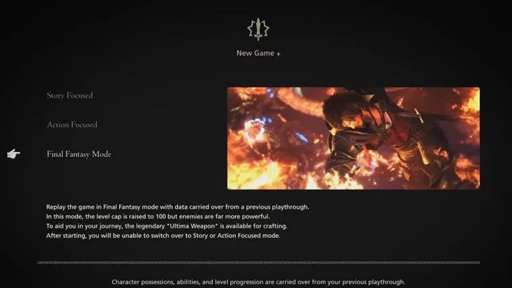 Final Fantasy 16 New Game Plus mode