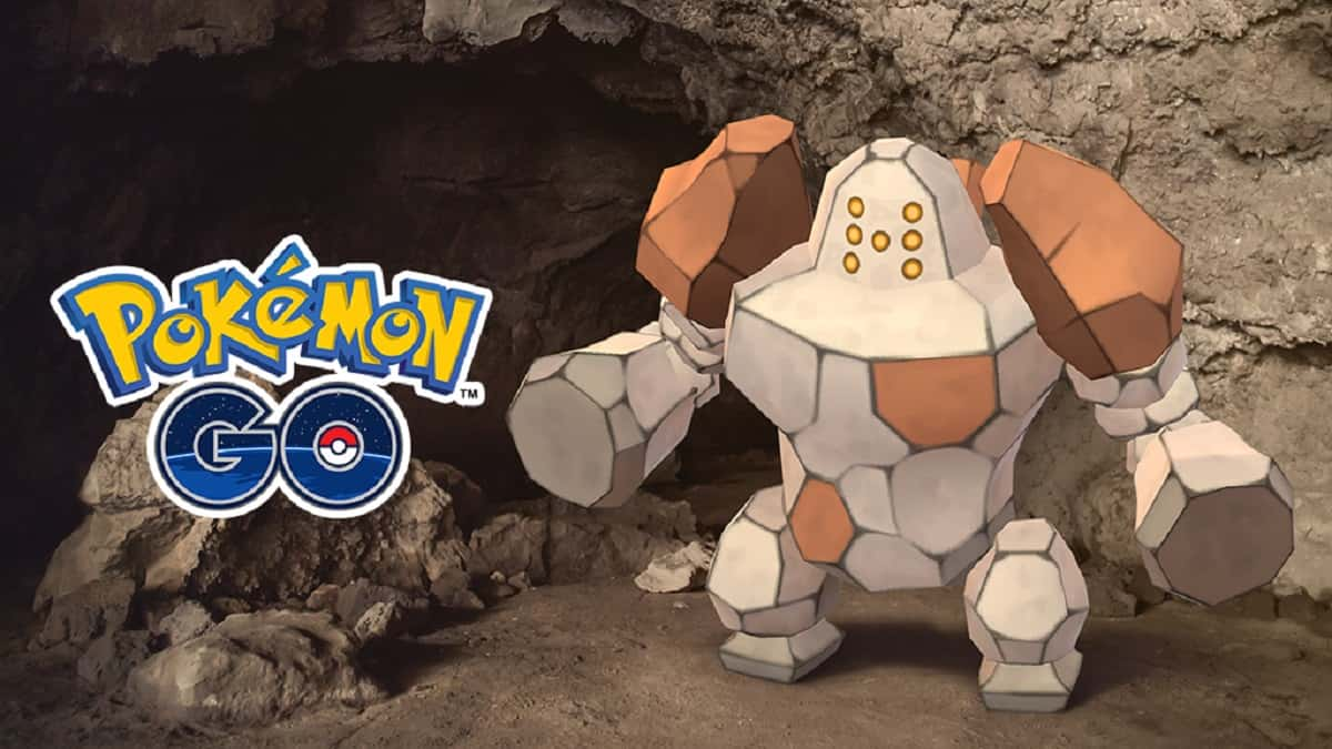 Regirock inside a cave in Pokemon Go