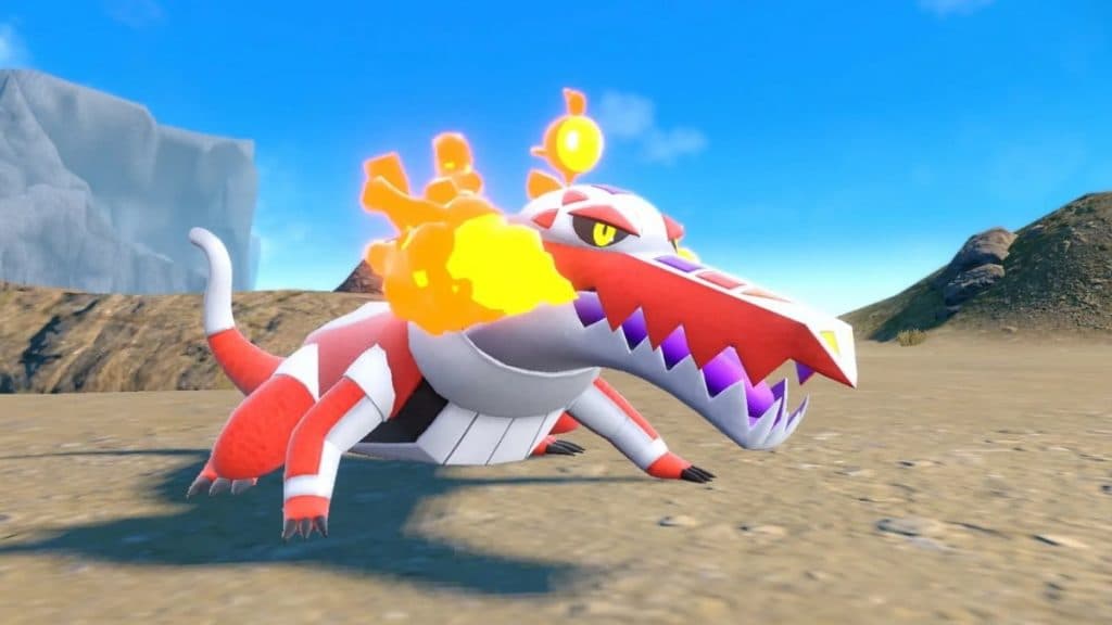 a wild skeledirge in pokemon scarlet and violet