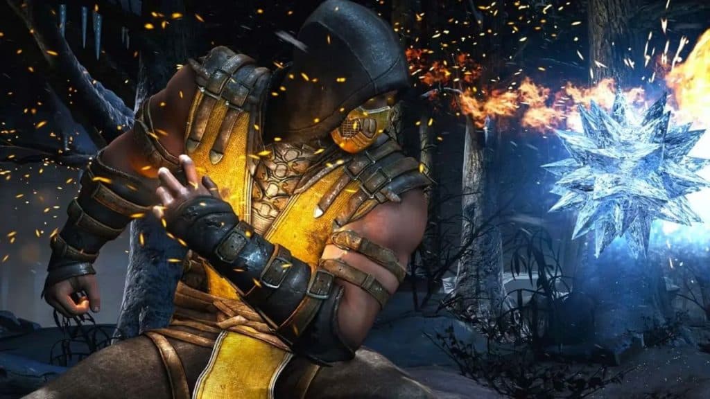 Scorpion performing a move in Mortal Kombat 1.