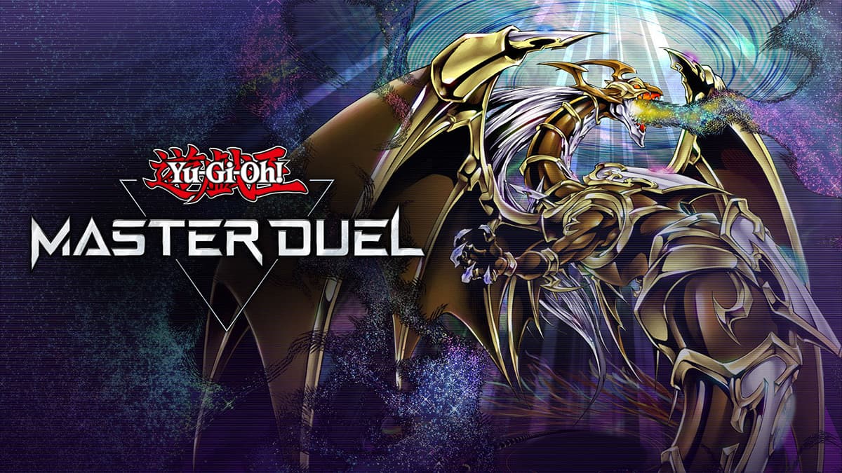 Yu-Gi-Oh Master Duel key art featuring a dragon.