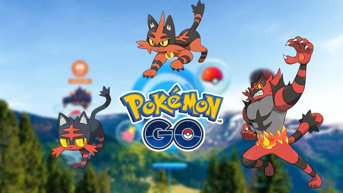 Litten, Torracat, and Incineroar in Pokemon Go