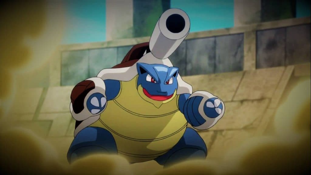 pokemon go mega blastoise preparing to launch one of its powerful water-type moves