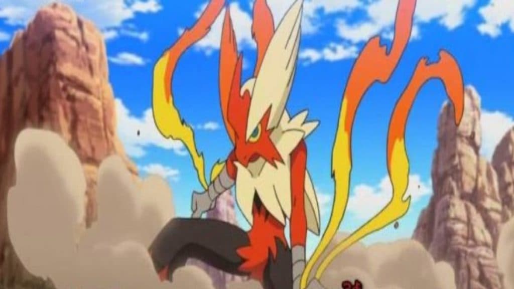 pokemon go mega blaziken preparing to use a move in battle