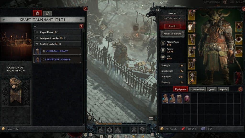 Diablo 4 Season 1 crafting bench for Cormond