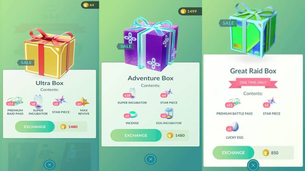 Boxes Pokemon Go