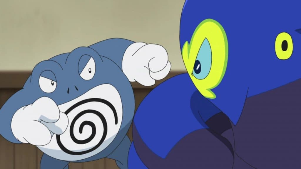 poliwrath pokemon go in battle against a Grapploct