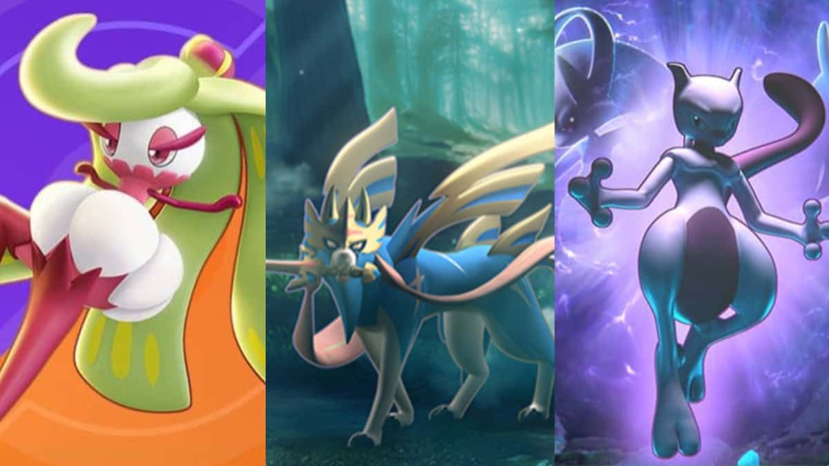 Pokemon Unite Mewtwo, Tsareena, and Zacian