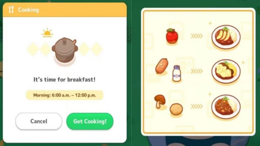 pokemon sleep breakfast ingredients