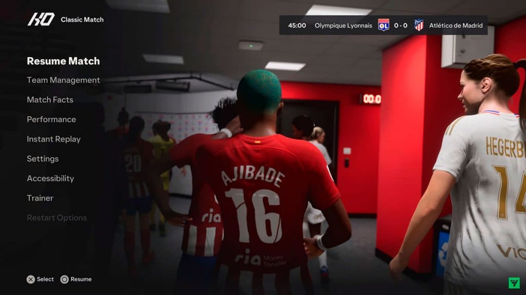 New halftime menu in EA FC 24