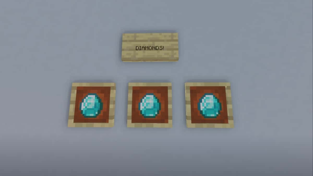 Diamonds displayed in item frames.