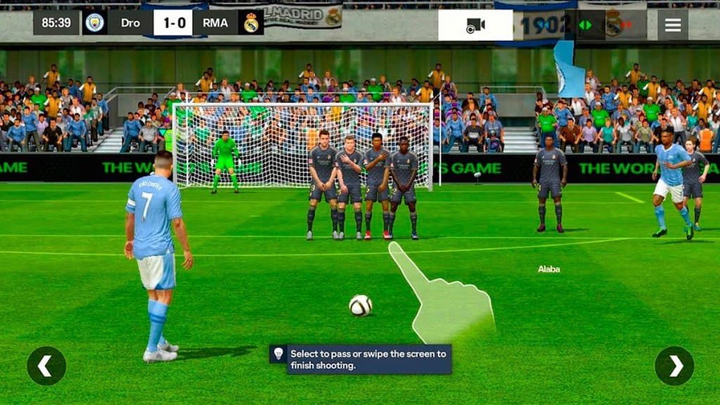 EA FC Mobile limited beta match between Manchester City and Real Madrid