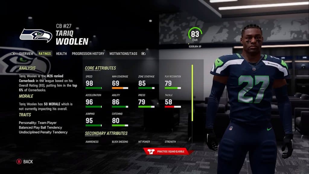 CB Tariq Woolen in Madden 24