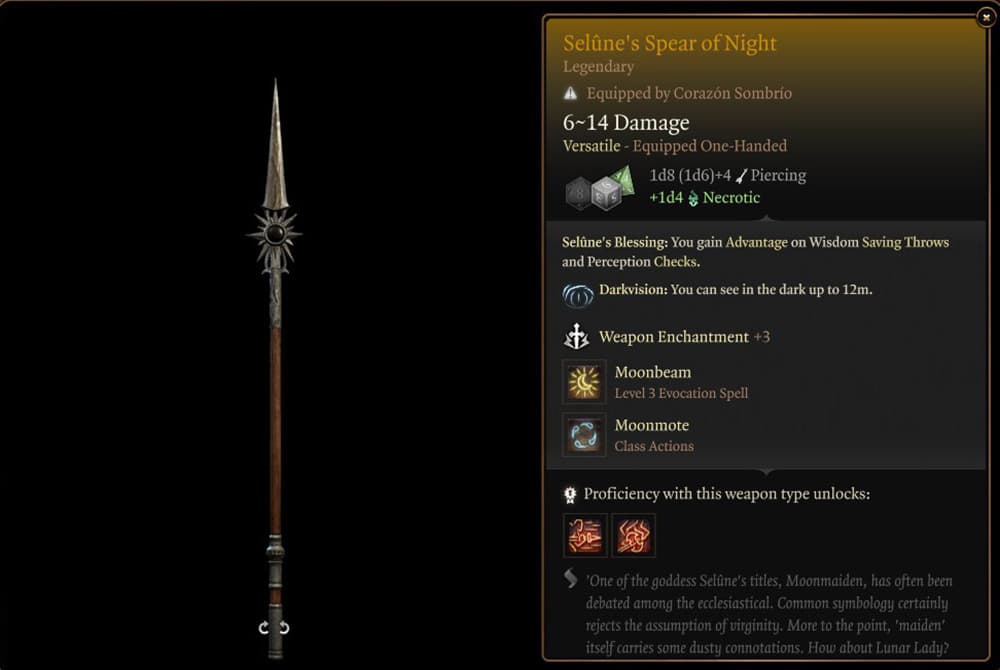 Selune's Spear of Night in Baldur's Gate 3