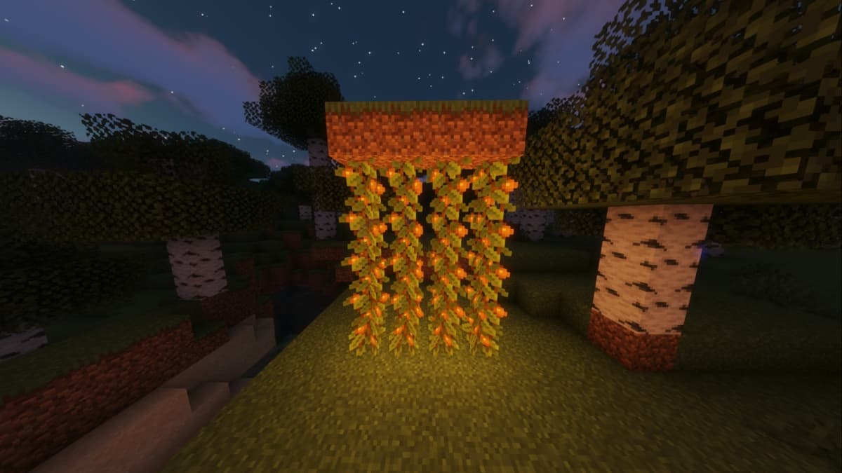 Glow berry vines in Minecraft.