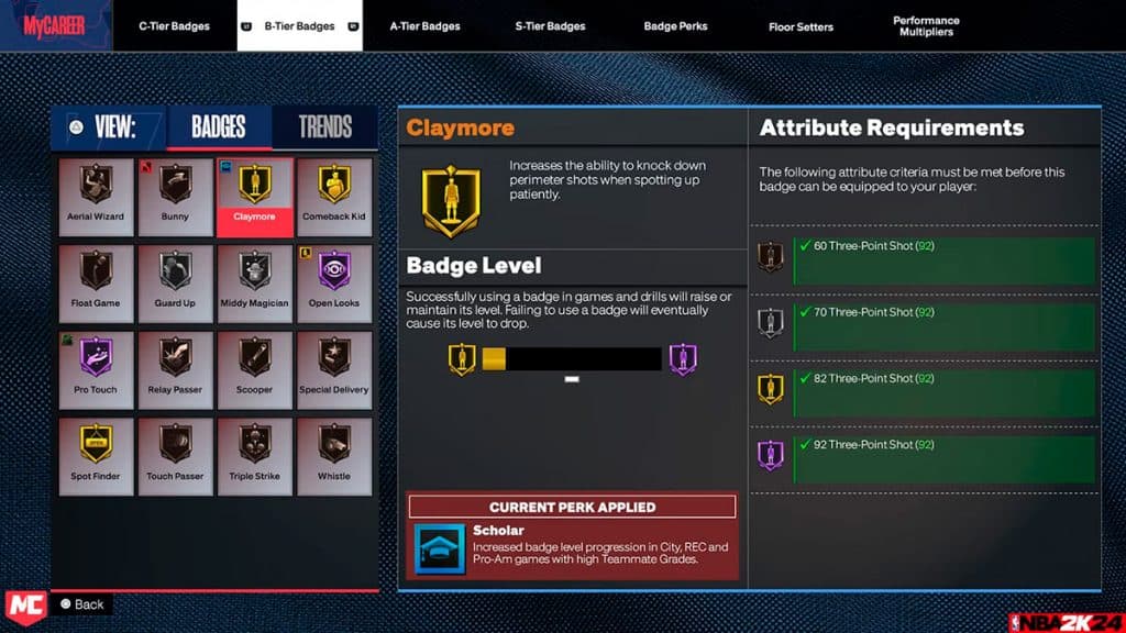 Badge Album in NBA 2K24 MyPlayer mode