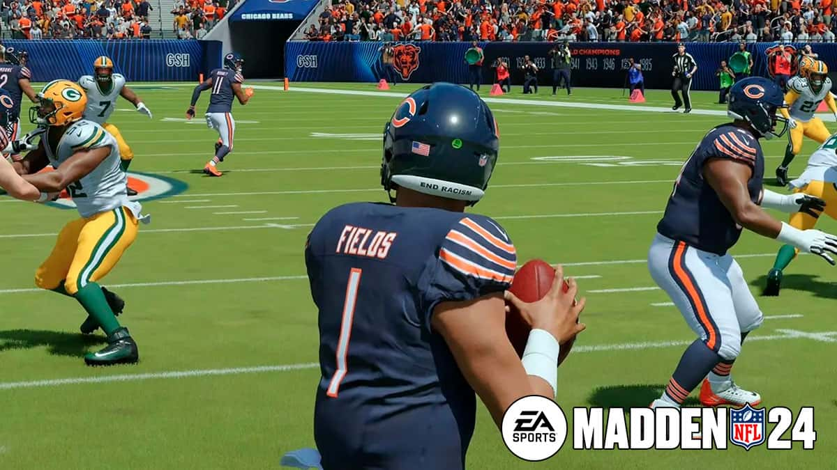 Chicago Bears' QB Justin Fields in Madden 24.