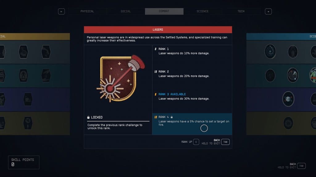Lasers skill in Starfield