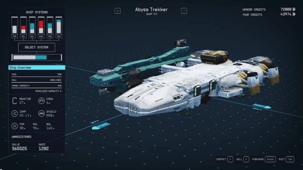 Abyss Trekker ship in Starfield