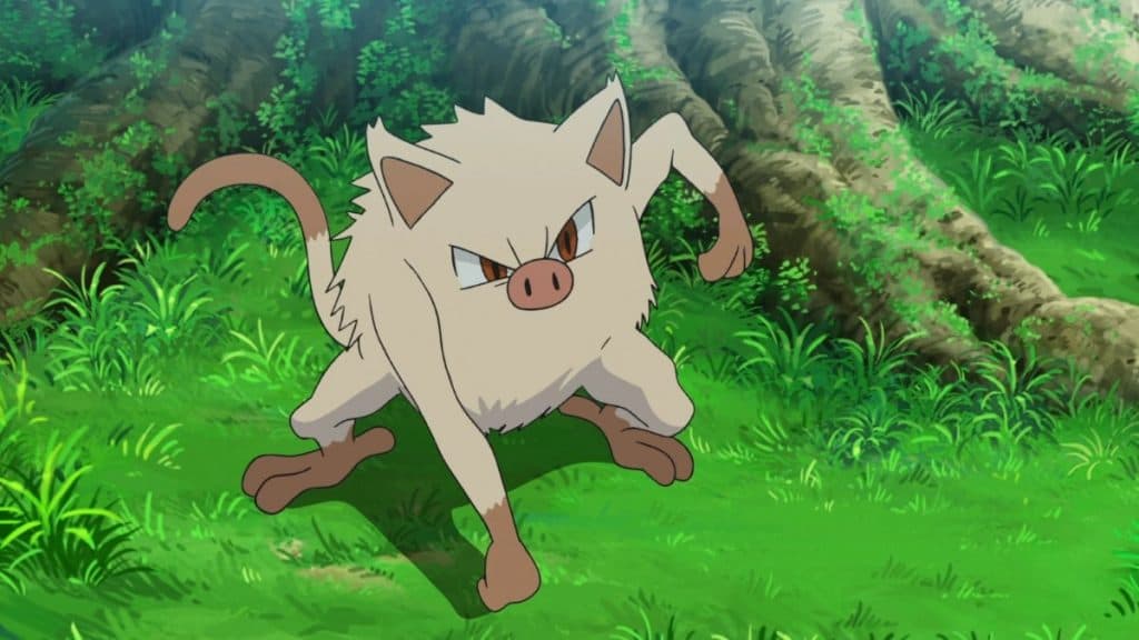 pokemon go mankey striking a pose in the anime