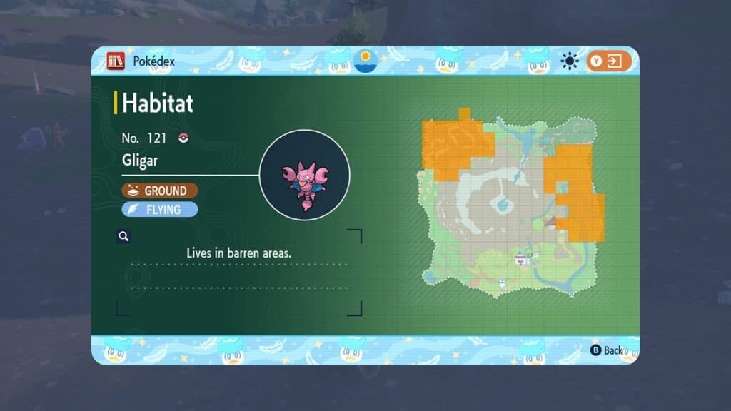 Gligar habitat Pokemon Scarlet