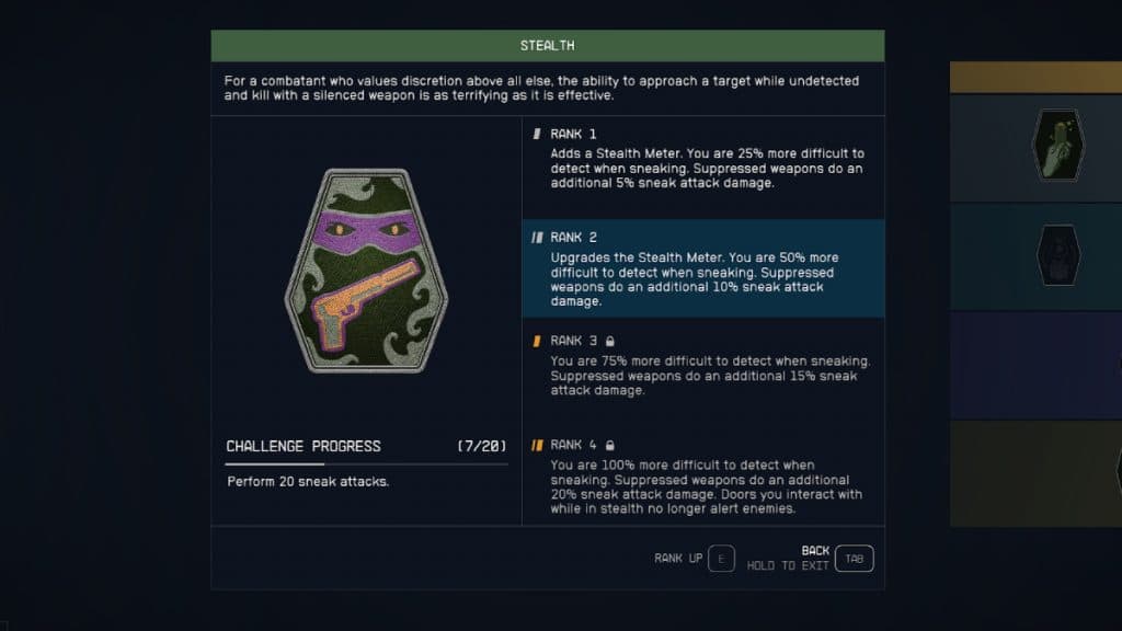 Starfield Stealth skill