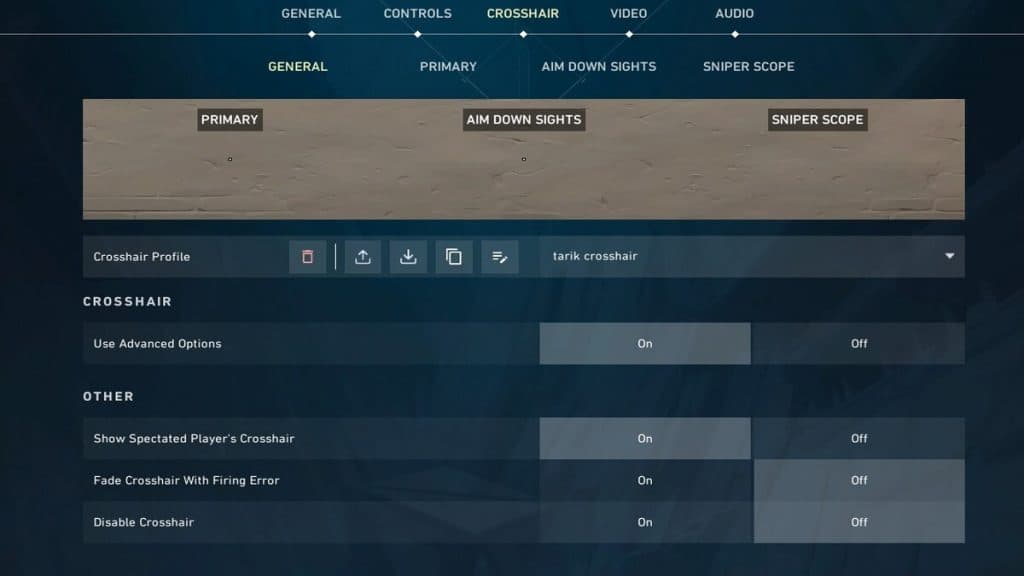 tarik crosshair in Valorant