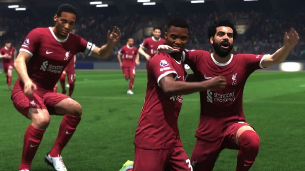 Liverpool players celebrating in EA FC 24