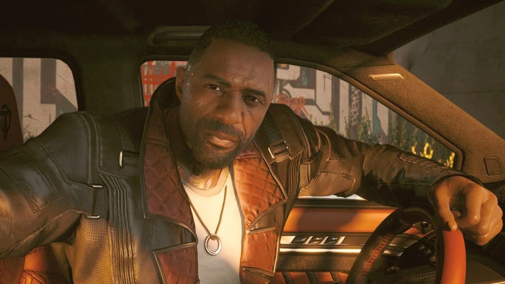 Solomon Reed in a car in Cyberpunk 2077 Phantom Liberty.