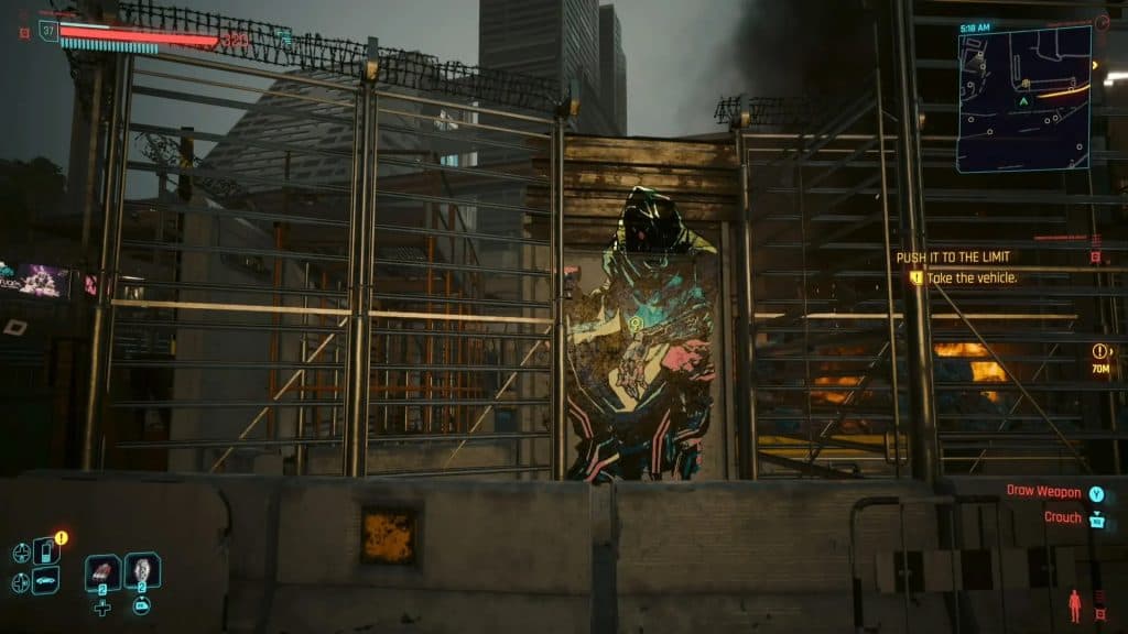 King of Cups Tarot graffiti in Cyberpunk 2077 Phantom Liberty.