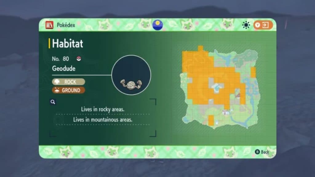 pokemon scarlet violet teal mask dlc species geodude habitat in the kitakami map