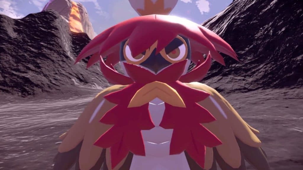 pokemon scarlet and violet 7-star tera raid species hisuian decidueye in battle