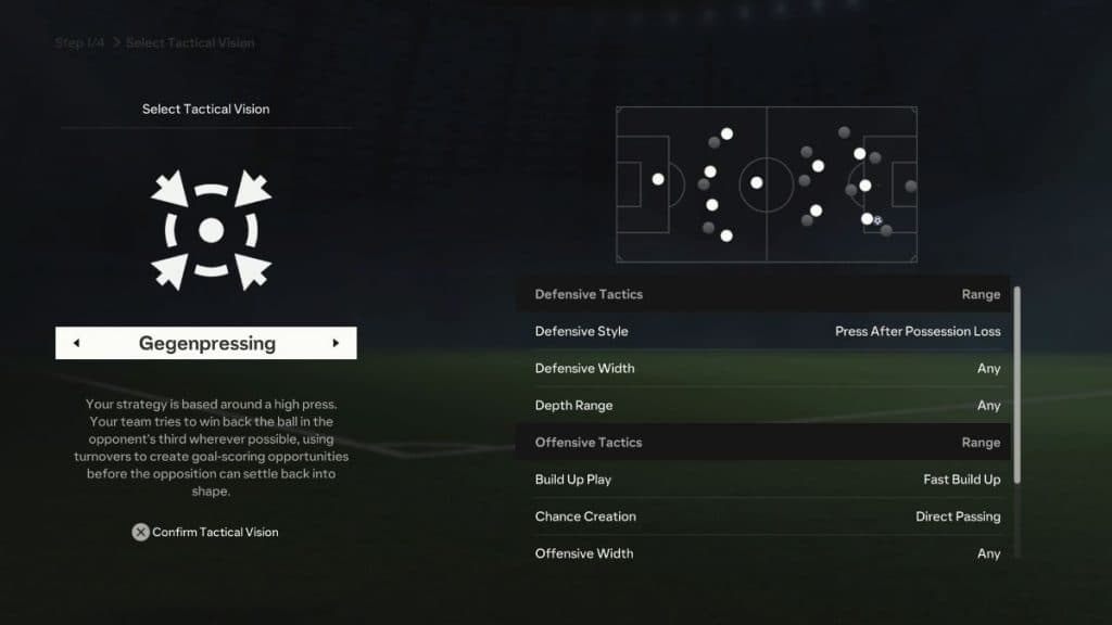 Gengenpress Tactical Vision in EA FC 24 Career Mode